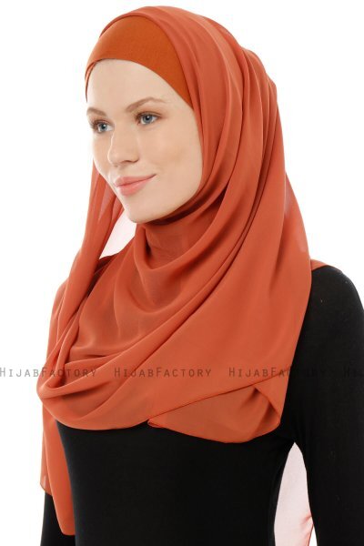 Alara Cross - Hijab Chiffon One Piece Rouge Brique