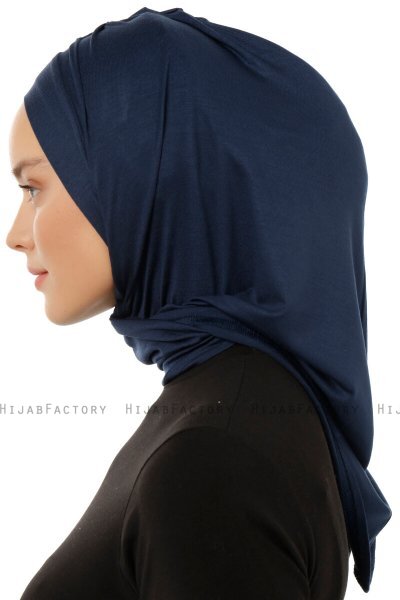 Isra Plain - Hijab One-Piece Viscose Bleu Marin