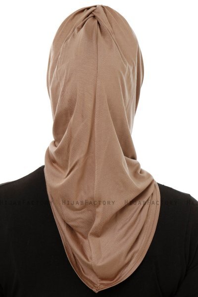 Isra Plain - Hijab One-Piece Viscose Taupe Foncé