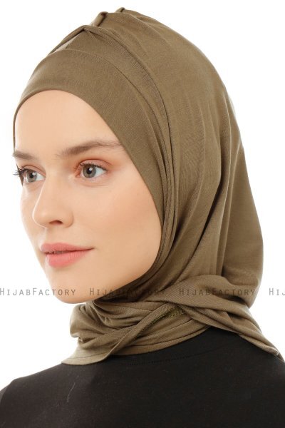 Isra Plain - Hijab One-Piece Viscose Kaki
