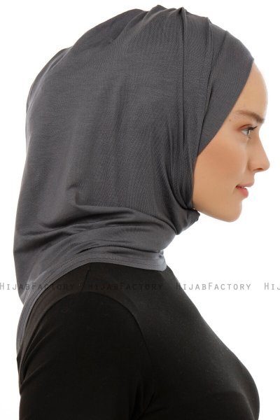 Isra Plain - Hijab One-Piece Viscose Gris Foncé