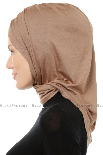 Isra Cross - Hijab One-Piece Viscose Taupe Foncé