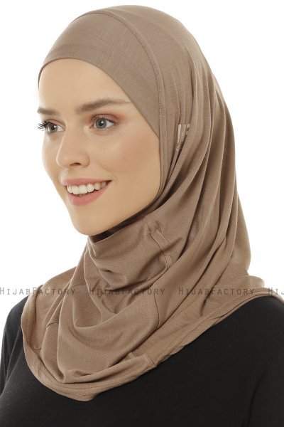 Hanfendy Plain Logo - Hijab One-Piece Taupe Foncé