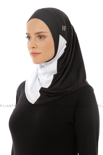 Esin - Hijab One-Piece Noir & Blanc & Gris Clair