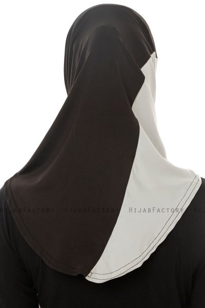Esin - Hijab One-Piece Noir & Blanc & Gris Clair