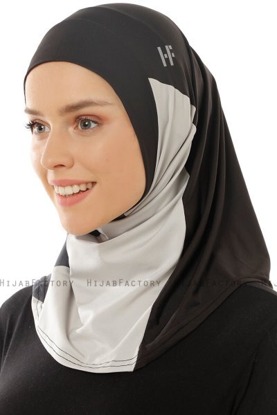 Esin - Hijab One-Piece Noir & Gris Clair & Anthracite