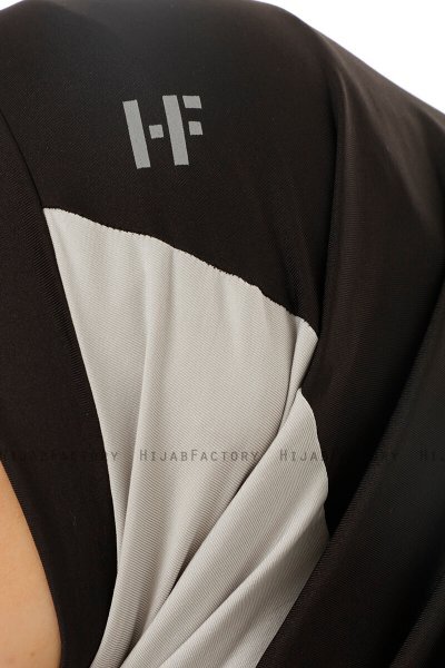 Esin - Hijab One-Piece Noir & Gris Clair & Anthracite