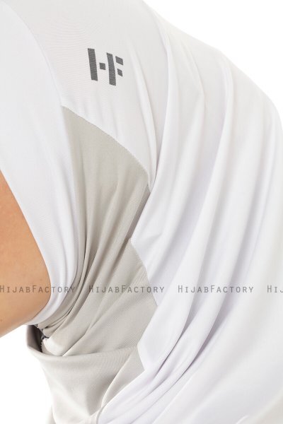 Esin - Hijab One-Piece Blanc & Gris Clair & Anthracite