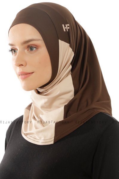 Esin - Hijab One-Piece Marron & Taupe Clair & Taupe Foncé