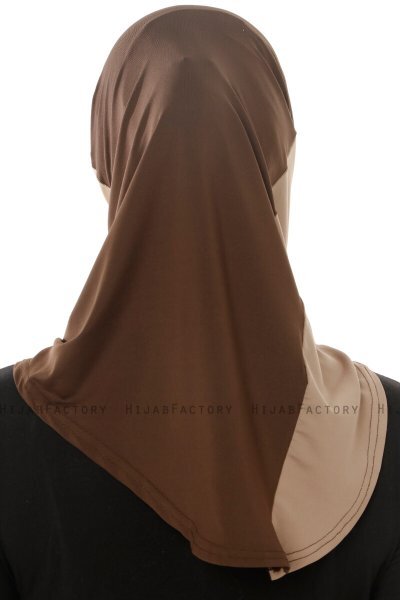 Esin - Hijab One-Piece Marron & Taupe Clair & Taupe Foncé