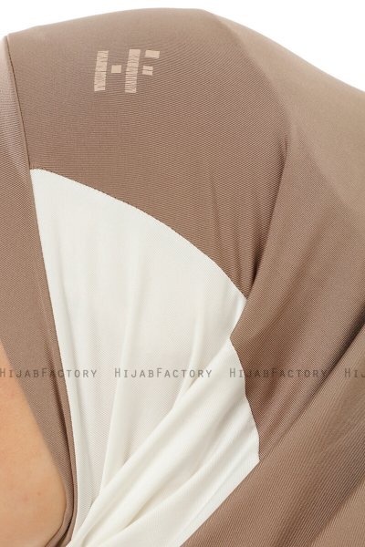 Esin - Hijab One-Piece Taupe Foncé & Creme & Taupe Clair