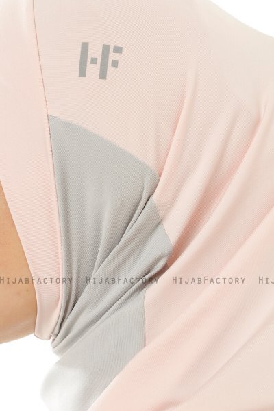 Esin - Hijab One-Piece Vieux Rose & Gris Clair & Crème