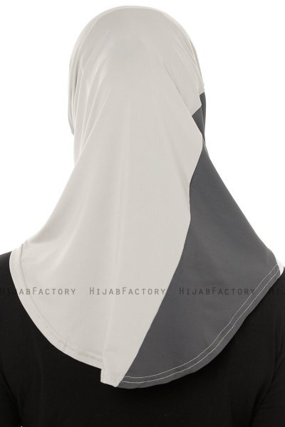 Esin - Hijab One-Piece Gris Clair & Blanc & Anthracite