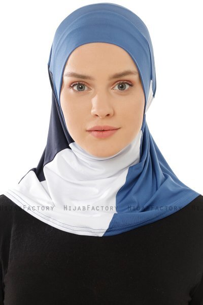 Esin - Hijab One-Piece Indigo & Blanc & Bleu Marin