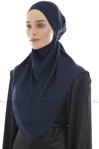 Ebrar - Hijab Al Amira Bleu Marin Crepe Chiffon