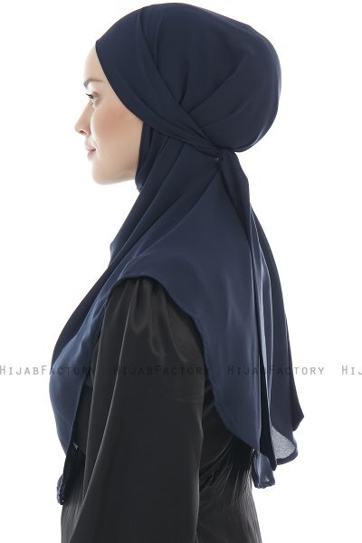 Ebrar - Hijab Al Amira Bleu Marin Crepe Chiffon
