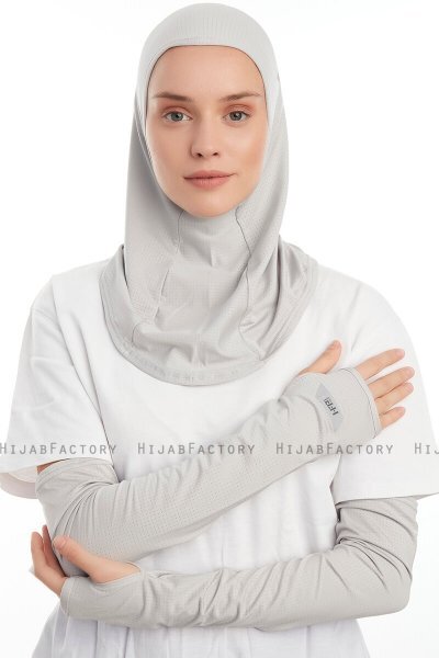 Bayda - Pro Sport Hijab Set Gris Clair