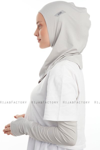 Bayda - Pro Sport Hijab Set Gris Clair