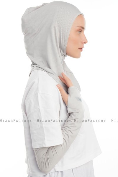Bayda - Pro Sport Hijab Set Gris Clair