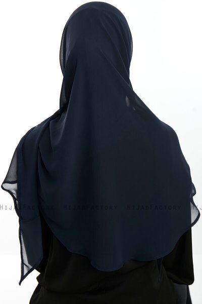 Eylem - Hijab Chiffon One Piece Bleu Marin