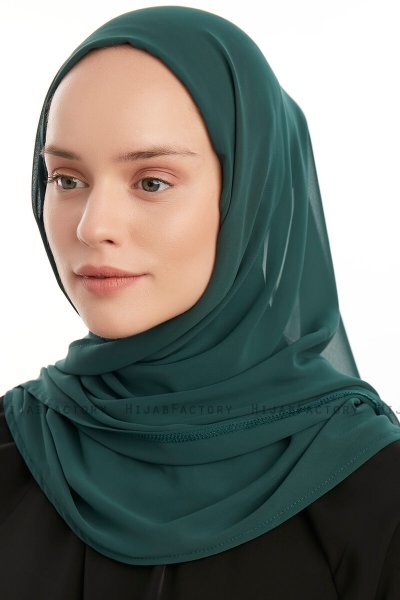 Eylem - Hijab Chiffon One Piece Vert Foncé