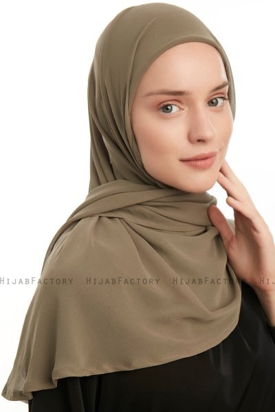 Eylem - Hijab Chiffon One Piece Olive Verte