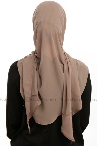 Sahar - Hijab Chiffon One Piece Taupe Foncé