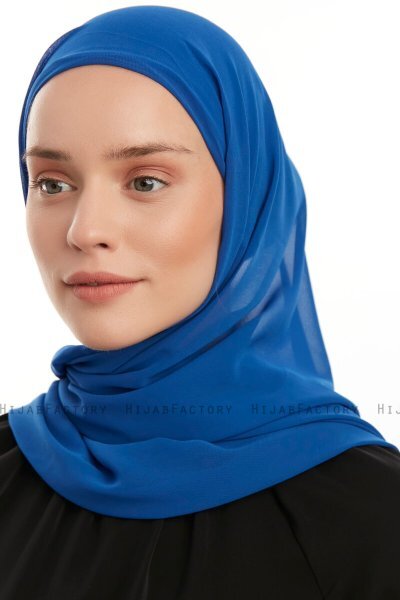 Sahar - Hijab Chiffon One Piece Bleu