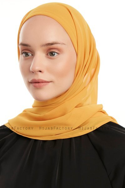 Sahar - Hijab Chiffon One Piece Moutarde