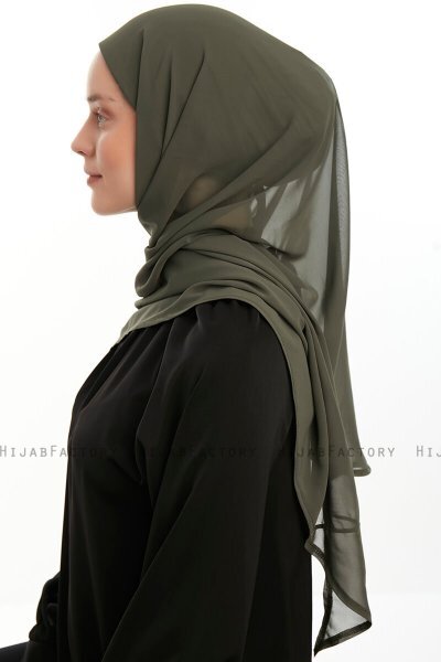 Sahar - Hijab Chiffon One Piece Kaki