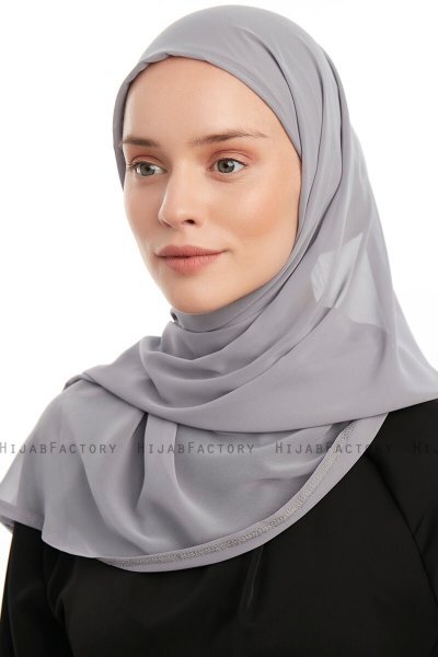 Sahar - Hijab Chiffon One Piece Gris Foncé