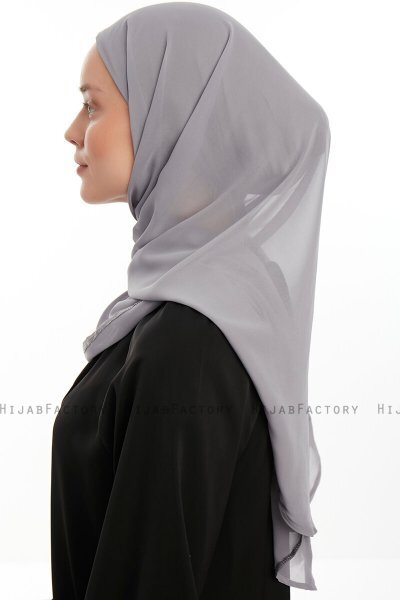 Sahar - Hijab Chiffon One Piece Gris Foncé