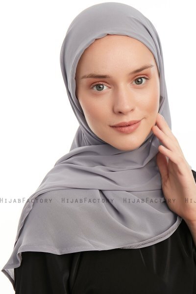 Sahar - Hijab Chiffon One Piece Gris Foncé