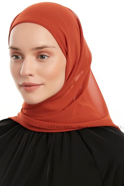 Sahar - Hijab Chiffon One Piece Rouge Brique