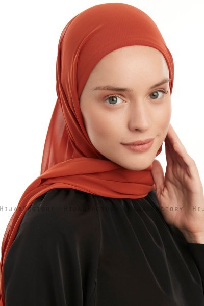 Sahar - Hijab Chiffon One Piece Rouge Brique