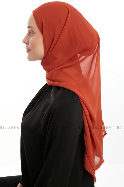 Sahar - Hijab Chiffon One Piece Rouge Brique