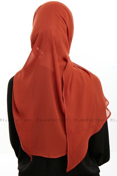 Sahar - Hijab Chiffon One Piece Rouge Brique