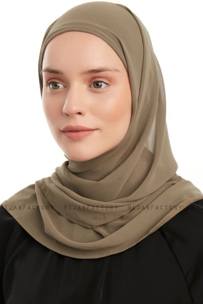 Sahar - Hijab Chiffon One Piece Olive Verte