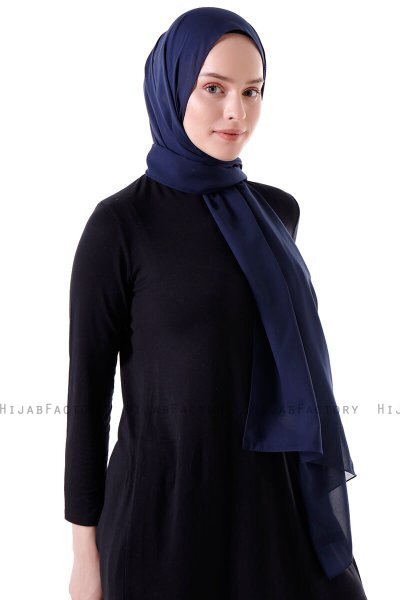Hadise - Hijab Chiffon Bleu Marine Foncé