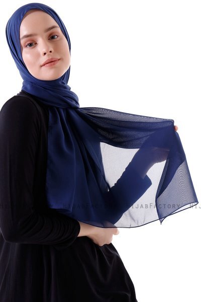 Hadise - Hijab Chiffon Bleu Marin