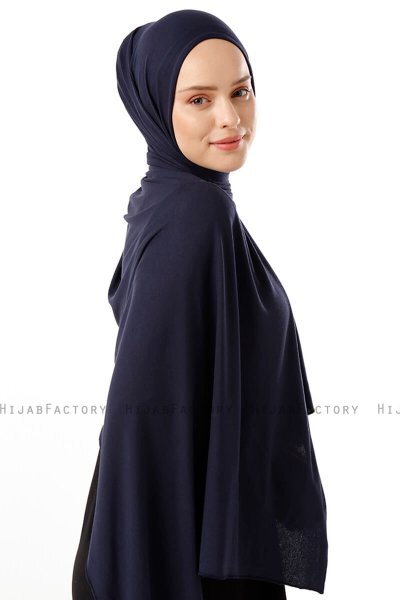 Neylan - Hijab Bleu Marin Basique En Jersey