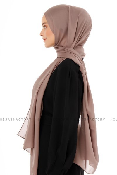 Esra - Hijab Chiffon Taupe Foncé