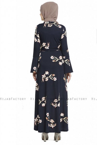 Naima - Robe Bleu Marine Et Saumon