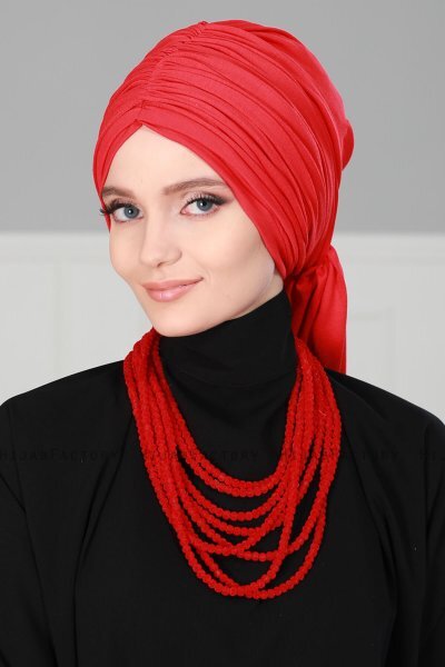 Amy - Turban En Coton Rouge - Ayse Turban