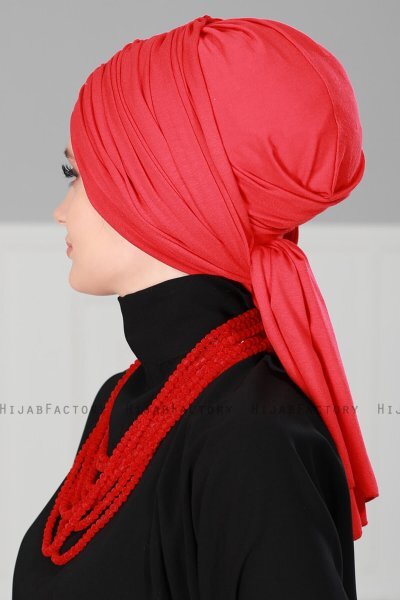 Amy - Turban En Coton Rouge - Ayse Turban