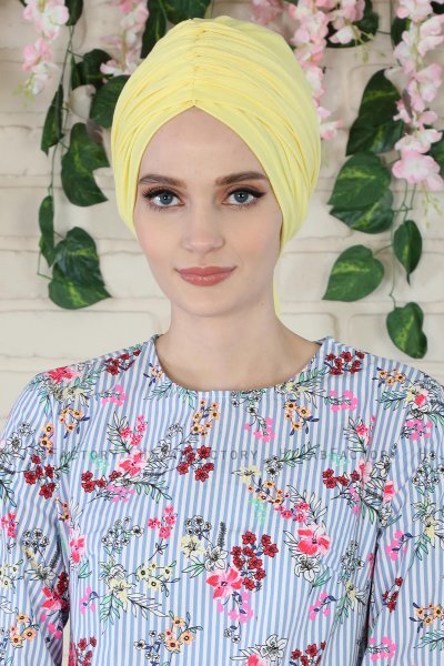Amy - Turban En Coton Jaune - Ayse Turban