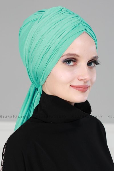 Amy - Turban En Coton Turquoise - Ayse Turban