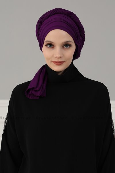 Amy - Turban En Coton Violet - Ayse Turban
