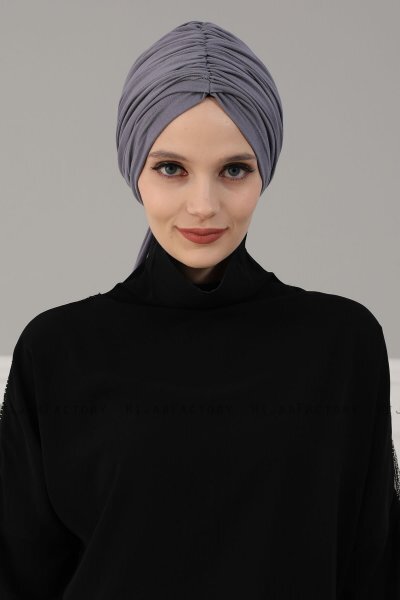 Amy - Turban En Coton Gris - Ayse Turban