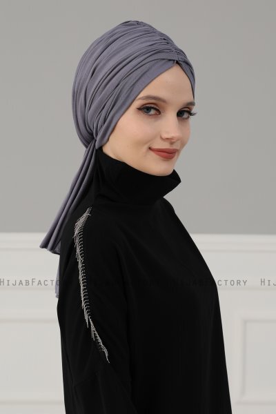 Amy - Turban En Coton Gris - Ayse Turban